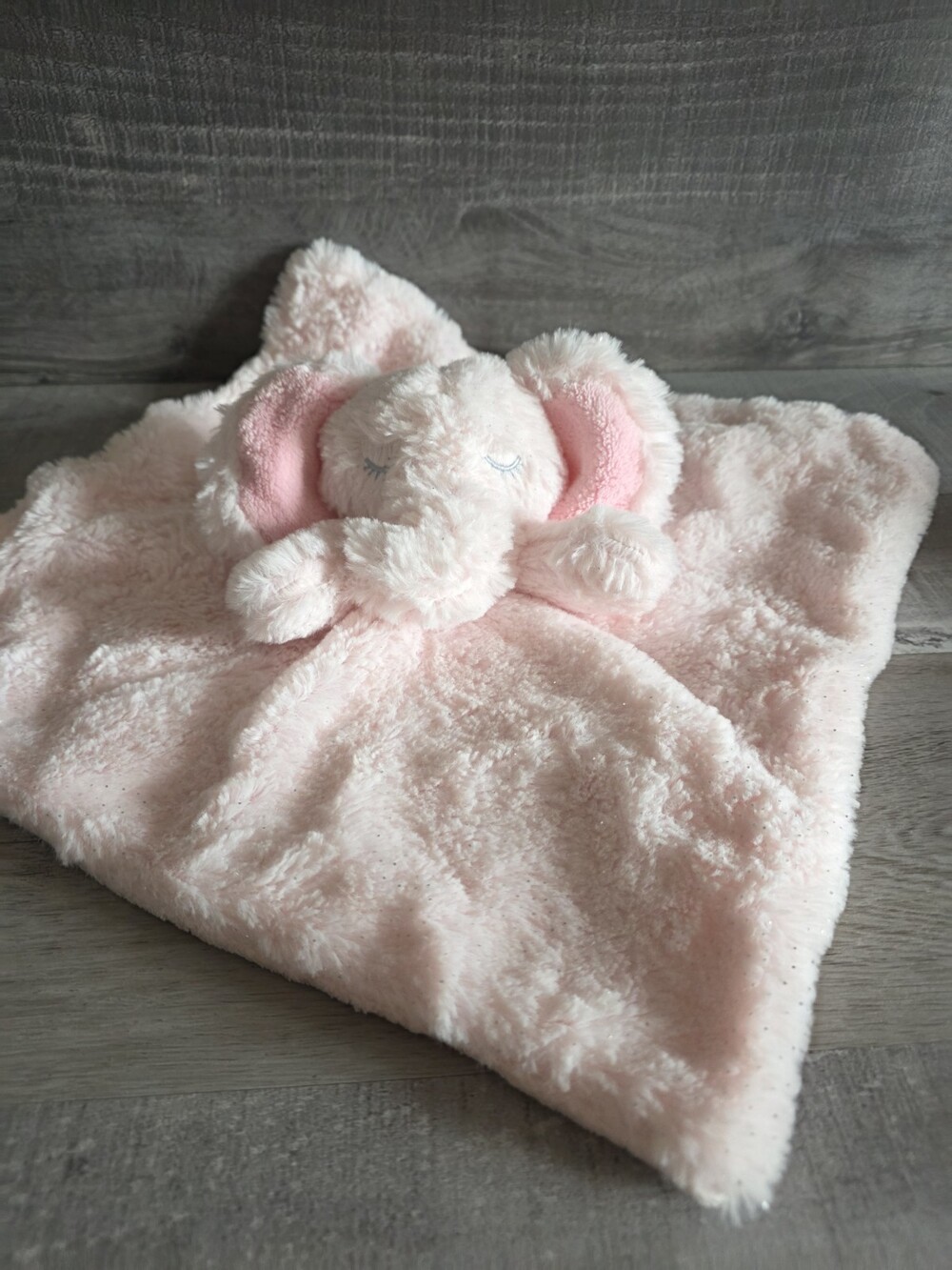 Just Born Pink Elephant Baby Plush Security Blanket Lovey Rattle 13" b236